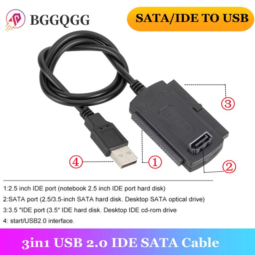 3 In1 USB 2.0 IDE SATA 5.25 S-ATA 2.5 3.5 ġ ϵ ̺ ũ HDD  ̺, PC Ʈ ȯ USB-SATA 